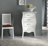 Cassettiera 4 cassetti in legno arte povera laccato bianco opaco l.62 x p.42 h.105 (3034) - Mobili 2G