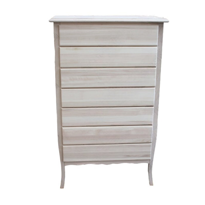 Cassettiera 7 cassetti in legno arte povera laccato bianco opaco l.85 x p.47 h.139 (3031) - Mobili 2G