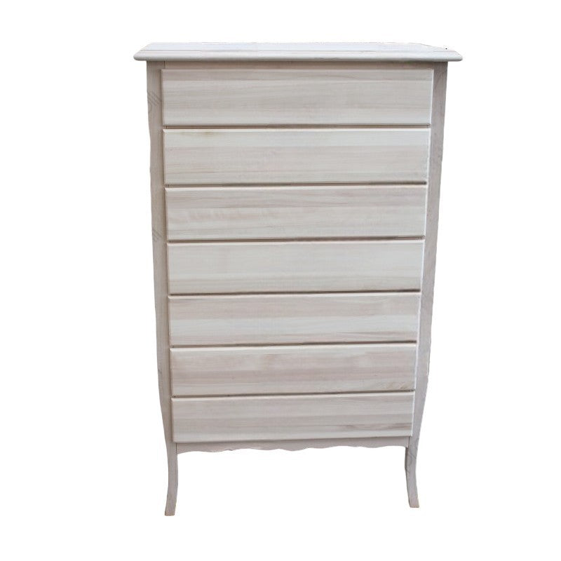 Cassettiera 7 cassetti in legno arte povera laccato bianco opaco l.85 x p.47 h.139 (3031) - Mobili 2G