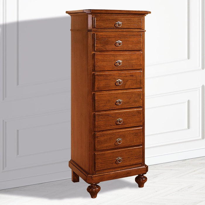 Cassettiera 8 cassetti in legno arte povera tinta noce l.55 x p.45 h.149 (707) - Mobili 2G