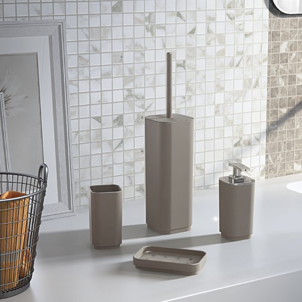 Set completo 4 pezzi d'appoggio in plastica riciclata SE99 serie Gedy SEVENTY Tortora