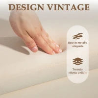 Panca Fondo Letto Moderna con Spazio Contenitore Interno, in Poliestere Beige, 100x40x42 cm