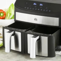 Friggitrice ad Aria 8L con Timer e Temperatura Regolabile, in Acciaio e Plastica, 38.8L x 36.3x31.1 cm, Nero