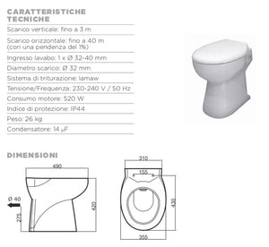 SFA WC In Ceramica Con Trituratore Watersan Compact 1 - SFA