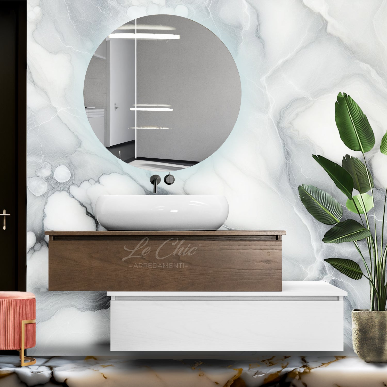 Mobile bagno moderno sospeso Avantgarde Frassino - 90 cm