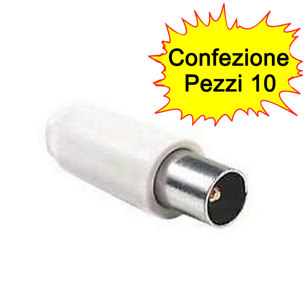 Spine coassiali pezzi 10 per antenna tv volante 75 ohm 9,5 mm