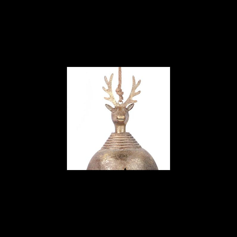 Sfera campanello metallo renna oro cm 14x14x24