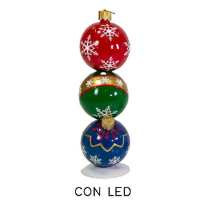 Sfera metallo trio rosso, verde e blu con led cm 38,5x30h103
