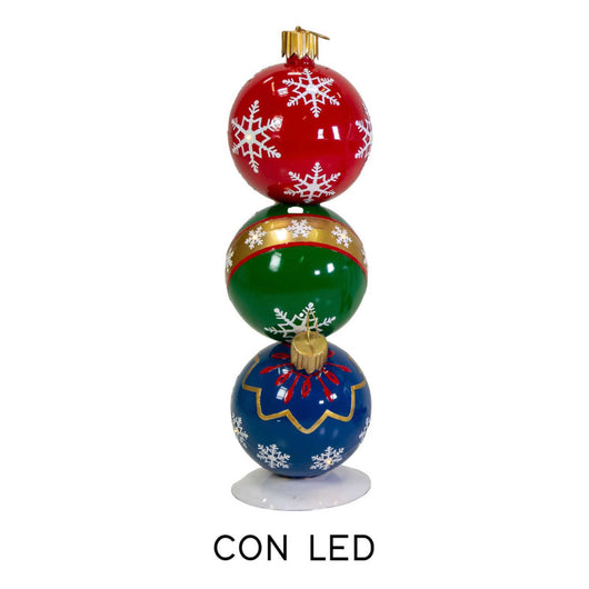Sfera metallo trio rosso, verde e blu con led cm 38,5x30h103
