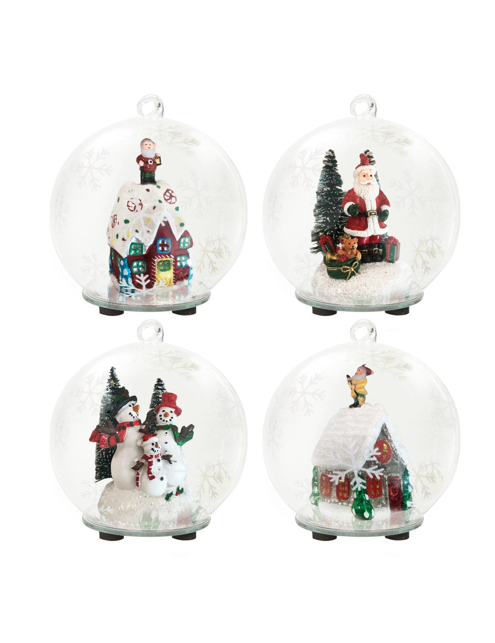 SFERA NATALIZIA C/LED BABBO NATALE   VETRO