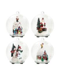 SFERA NATALIZIA C/LED BABBO NATALE   VETRO