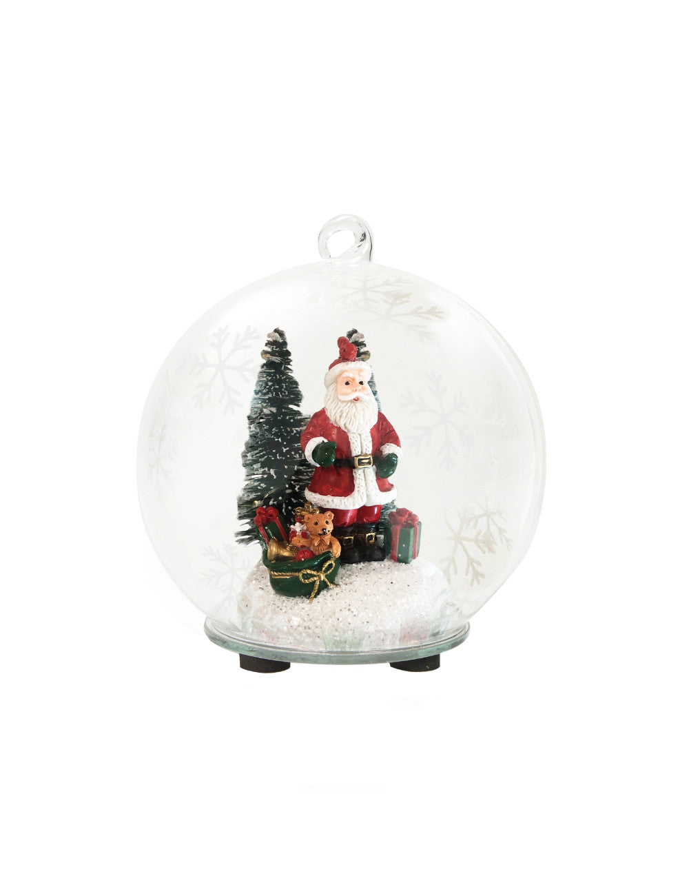 SFERA NATALIZIA C/LED BABBO NATALE   VETRO