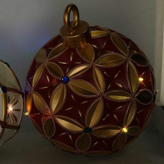 Sfera resina oro e con led rosso cm ø26h29,5