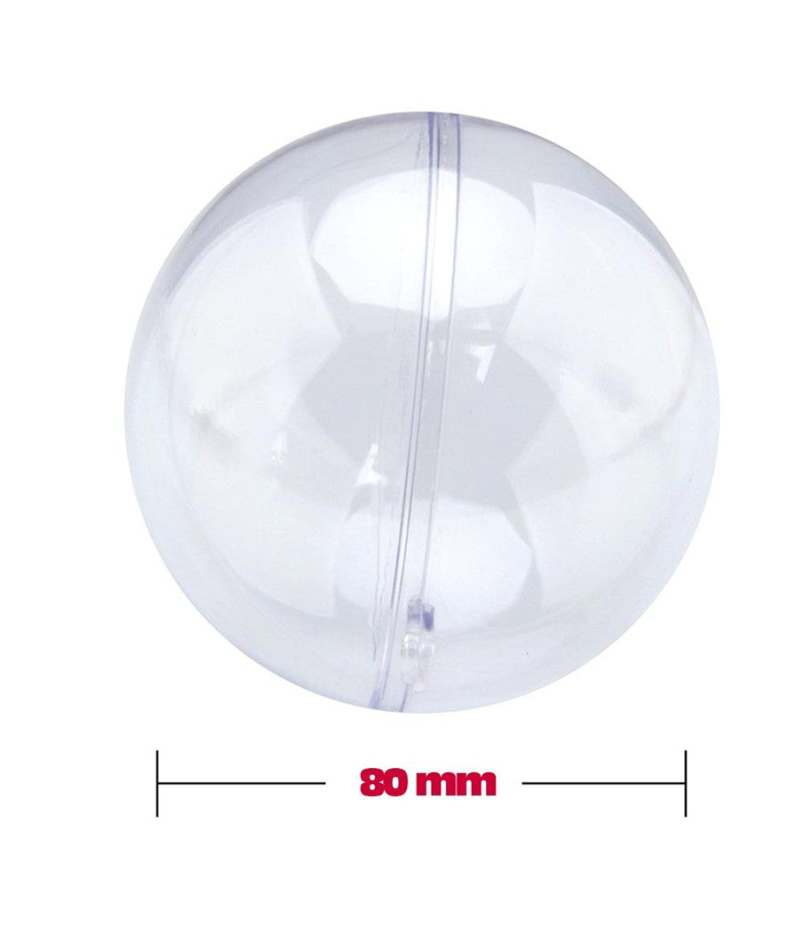 Sfere Natalizie Palline Trasparenti Apribili Da Riempire Decorazione Natale 2pz 8cm         