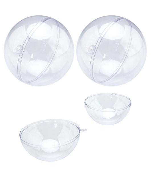 Sfere Natalizie Palline Trasparenti Apribili Da Riempire Decorazione Natale 2pz 8cm         