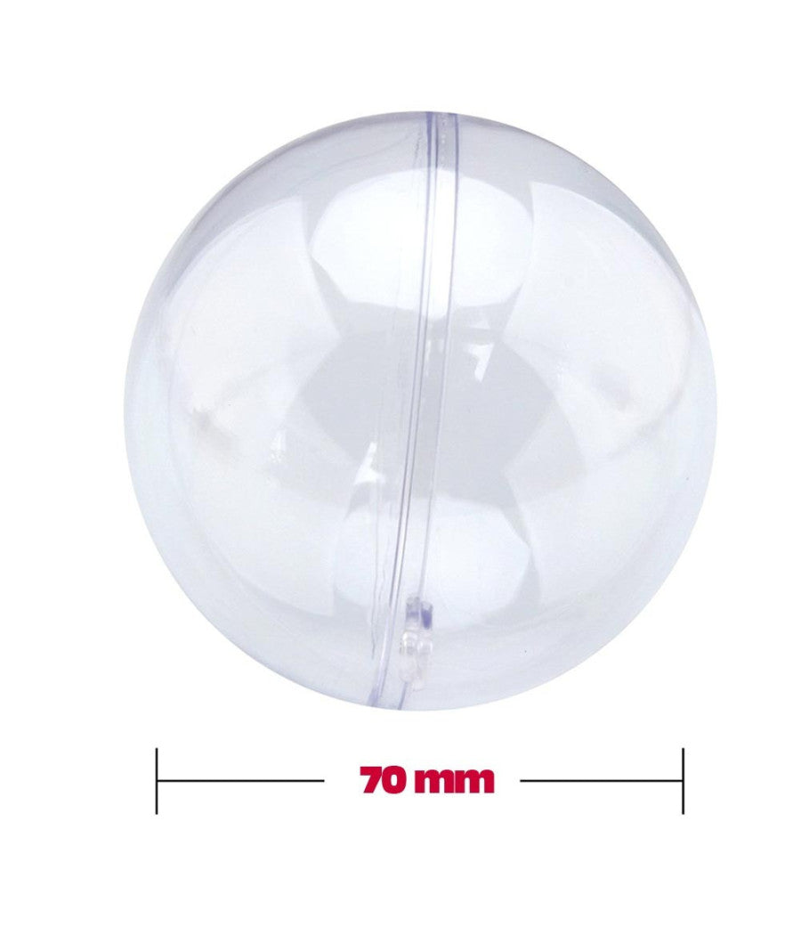 Sfere Natalizie Palline Trasparenti Apribili Da Riempire Decorazione Natale 2pz 7cm         