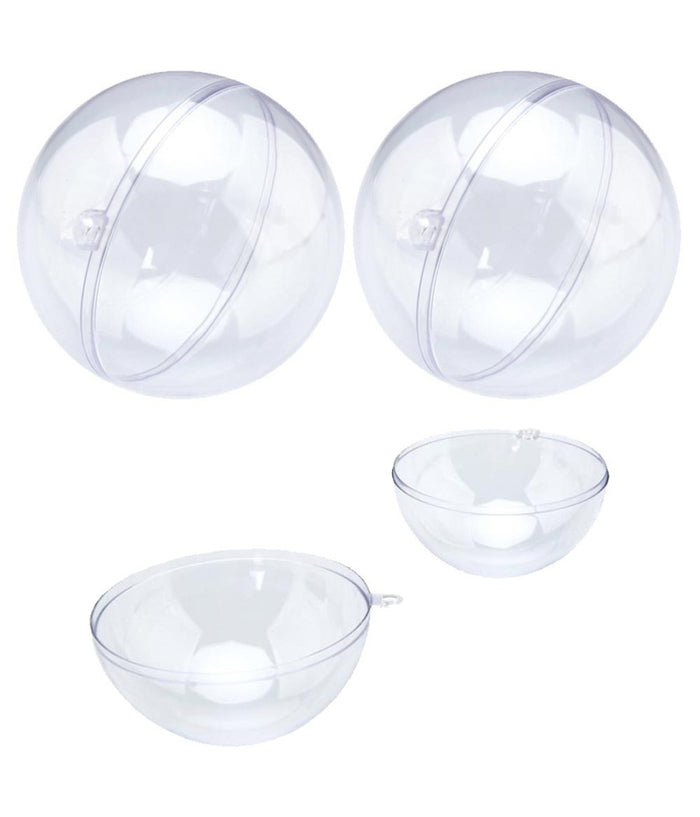Sfere Natalizie Palline Trasparenti Apribili Da Riempire Decorazione Natale 2pz 7cm         