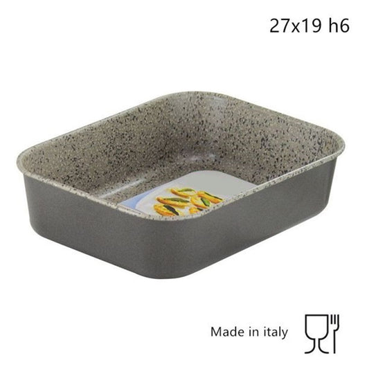 Trade Shop - Sfornatutto Piccolo Teglia 27x19xh6cm Grigio Pietra In Alluminio Antiaderente 036848m -