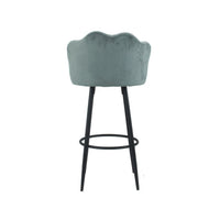 Sgabello a conchiglia in vellutino grigio e gambe in metallo nero opaco Orel