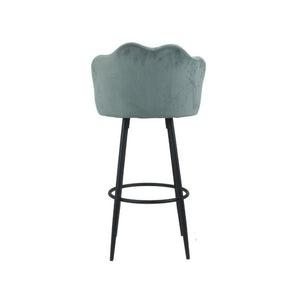 Sgabello a conchiglia in vellutino grigio e gambe in metallo nero opaco Orel