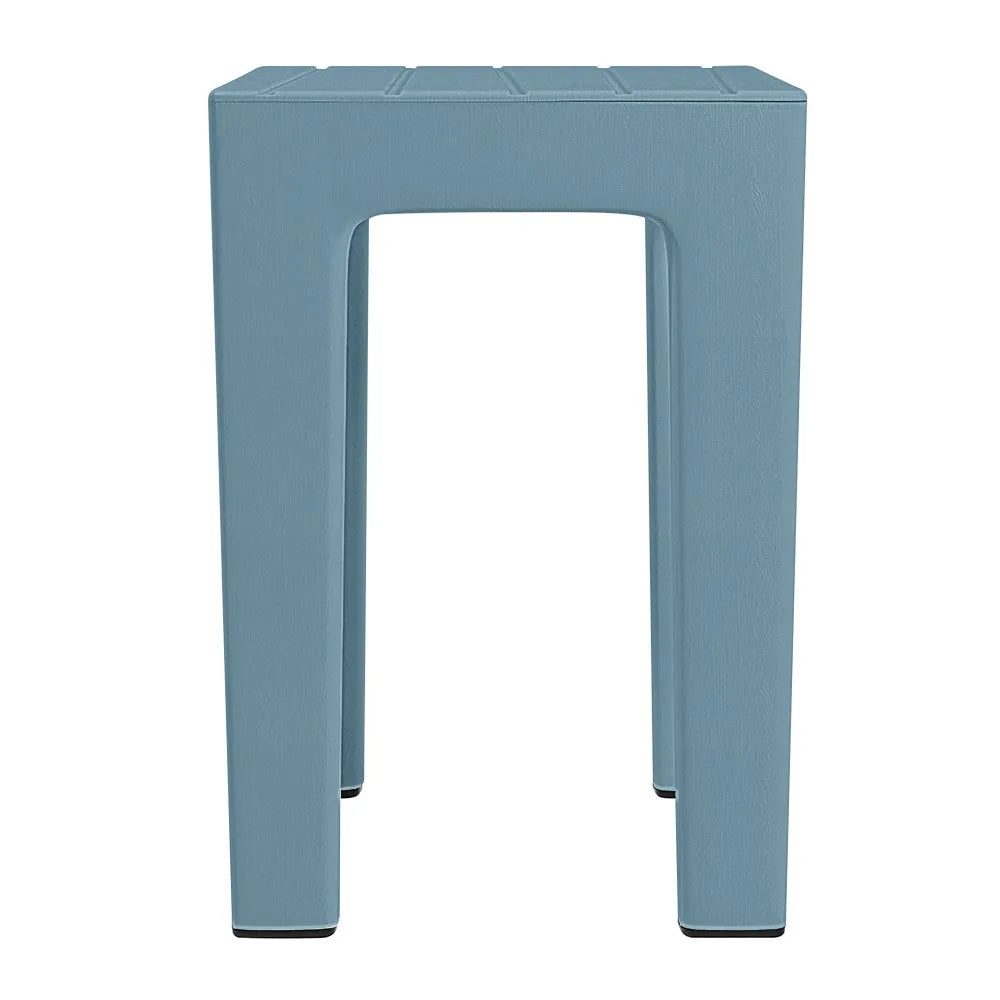 Sgabello bagno Lello multiuso turchese cobalto effetto legno