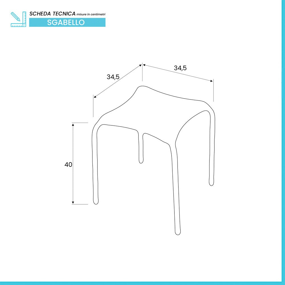 Sgabello con Seduta in ABS e Gambe in Acciaio Bianco