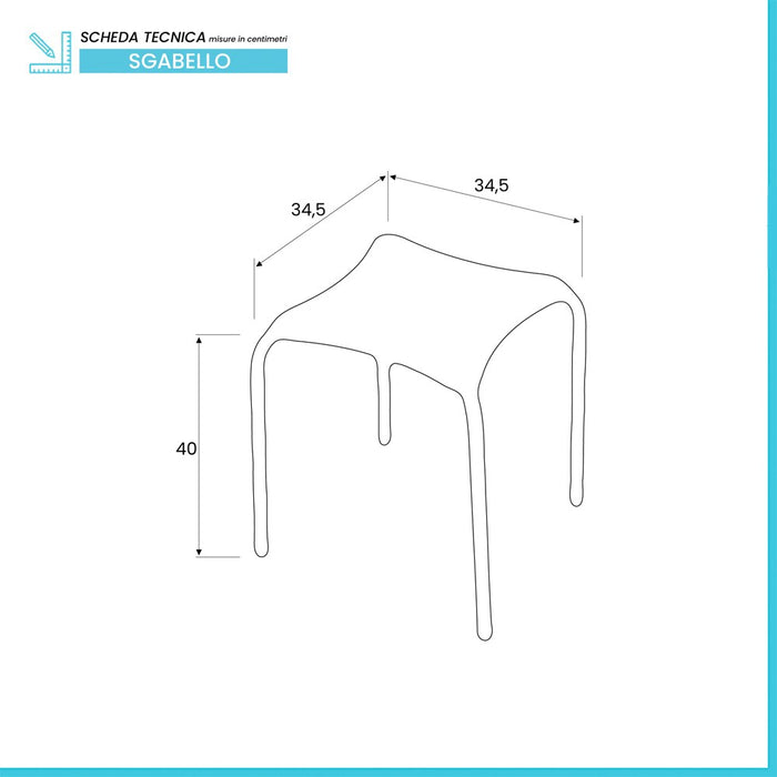 Sgabello con Seduta in ABS e Gambe in Acciaio Bianco