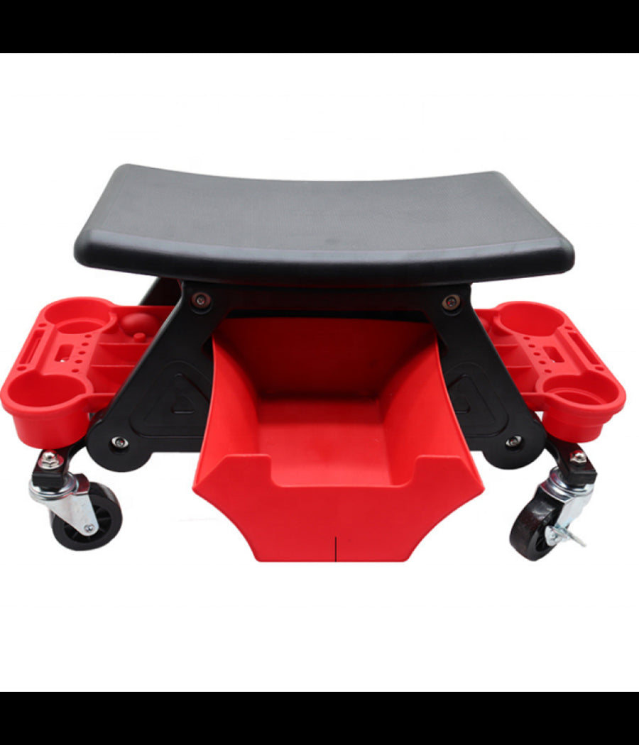 Sgabello Da Officina Meccanico 136kg Seggiolino Carrello Auto Moto Con 4 Ruote         