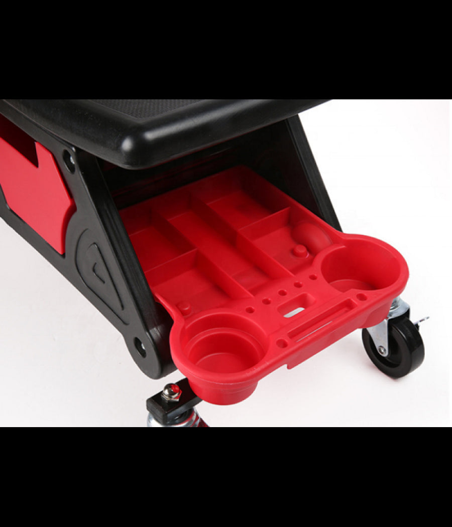 Sgabello Da Officina Meccanico 136kg Seggiolino Carrello Auto Moto Con 4 Ruote         