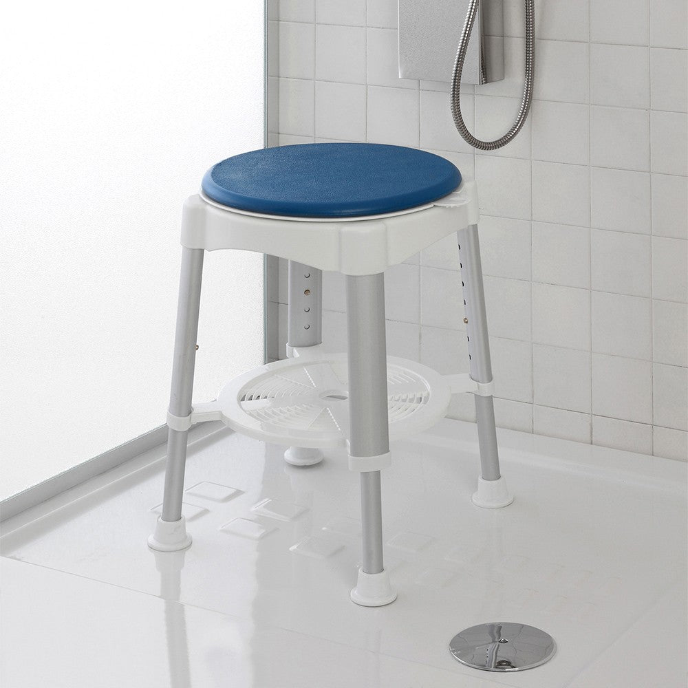 Sgabello doccia girevole altezza regolabile 41-58 cm portata max 150 kg