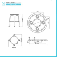 Sgabello doccia girevole altezza regolabile 41-58 cm portata max 150 kg