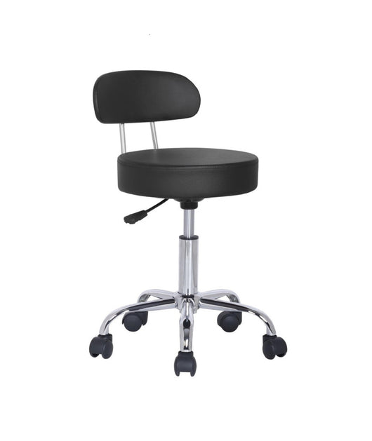 Sgabello estetista con rotelle e schienale girevole a 360°, sedia a rotelle, altezza regolabile, ottimo anche per ufficio - Nero-COD 006 Nero