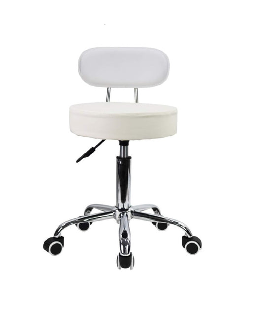 Sgabello estetista con rotelle e schienale girevole a 360°, sedia a rotelle, altezza regolabile, ottimo anche per ufficio - Nero-COD 006   Bianco