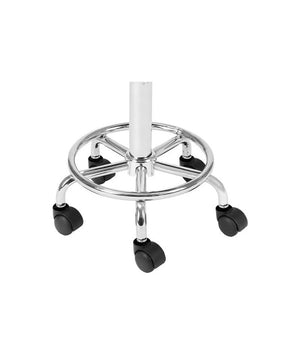 Sgabello Estetista per pedicure/manicure con Ruote - Regolabile in Altezza - Girevole - con Schienale e Poggiapiedi - Nero-COD 001 BIanco