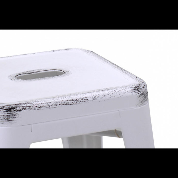 Sgabello ferro bristol bianco antico cm39x39h45