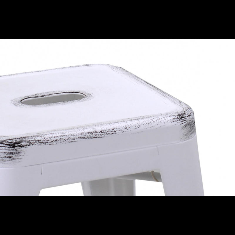 Sgabello ferro bristol bianco antico cm39x39h45