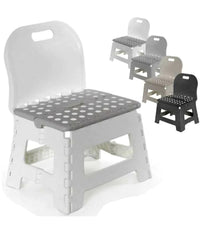 Sgabello Multiuso Salvaspazio Pieghevole Sedia Con Schienale Colori Assortiti         