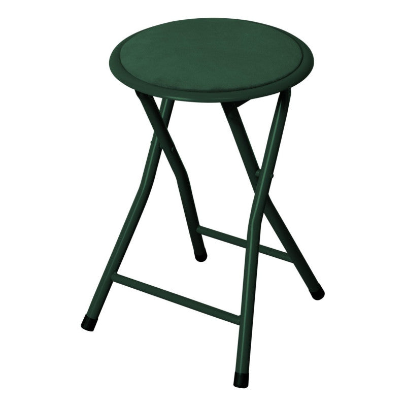 Sgabello Pieghevole Amanda In Velluto Verde Scuro Struttura Verde Scuro
