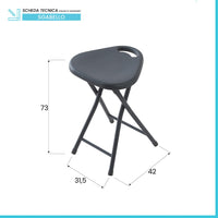 Sgabello pieghevole salvaspazio con seduta in abs e gambe in acciaio grigio