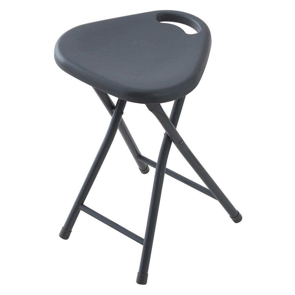 Sgabello pieghevole salvaspazio con seduta in abs e gambe in acciaio grigio