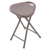 Sgabello pieghevole salvaspazio con seduta in abs e gambe in acciaio tortora
