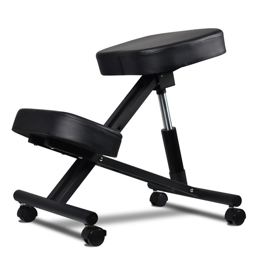 Sedia Sgabello Ortopedico Posturale Regolabile in Altezza con Cuscini Ultra-Comfort e Sistema di Bloccaggio Ruote Nera