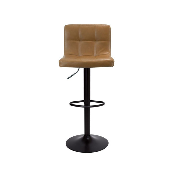 Sgabello regolabile con seduta in ecopelle ruggine e base in metallo nero opaco Mosva