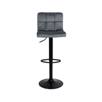 Sgabello regolabile con seduta in velluto grigio e base in metallo nero opaco Mosva