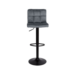 Sgabello regolabile con seduta in velluto grigio e base in metallo nero opaco Mosva