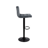 Sgabello regolabile con seduta in velluto grigio e base in metallo nero opaco Mosva