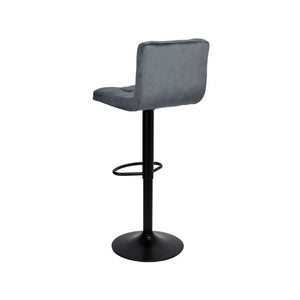 Sgabello regolabile con seduta in velluto grigio e base in metallo nero opaco Mosva