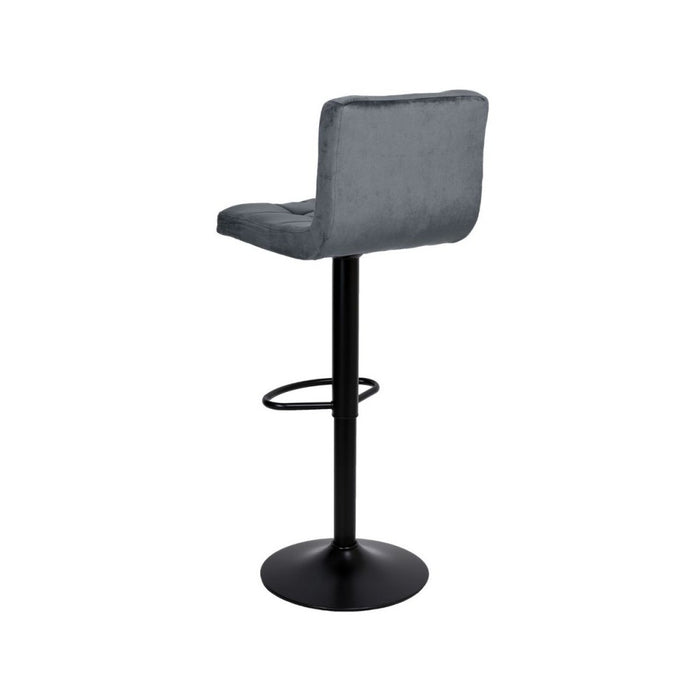 Sgabello regolabile con seduta in velluto grigio e base in metallo nero opaco Mosva