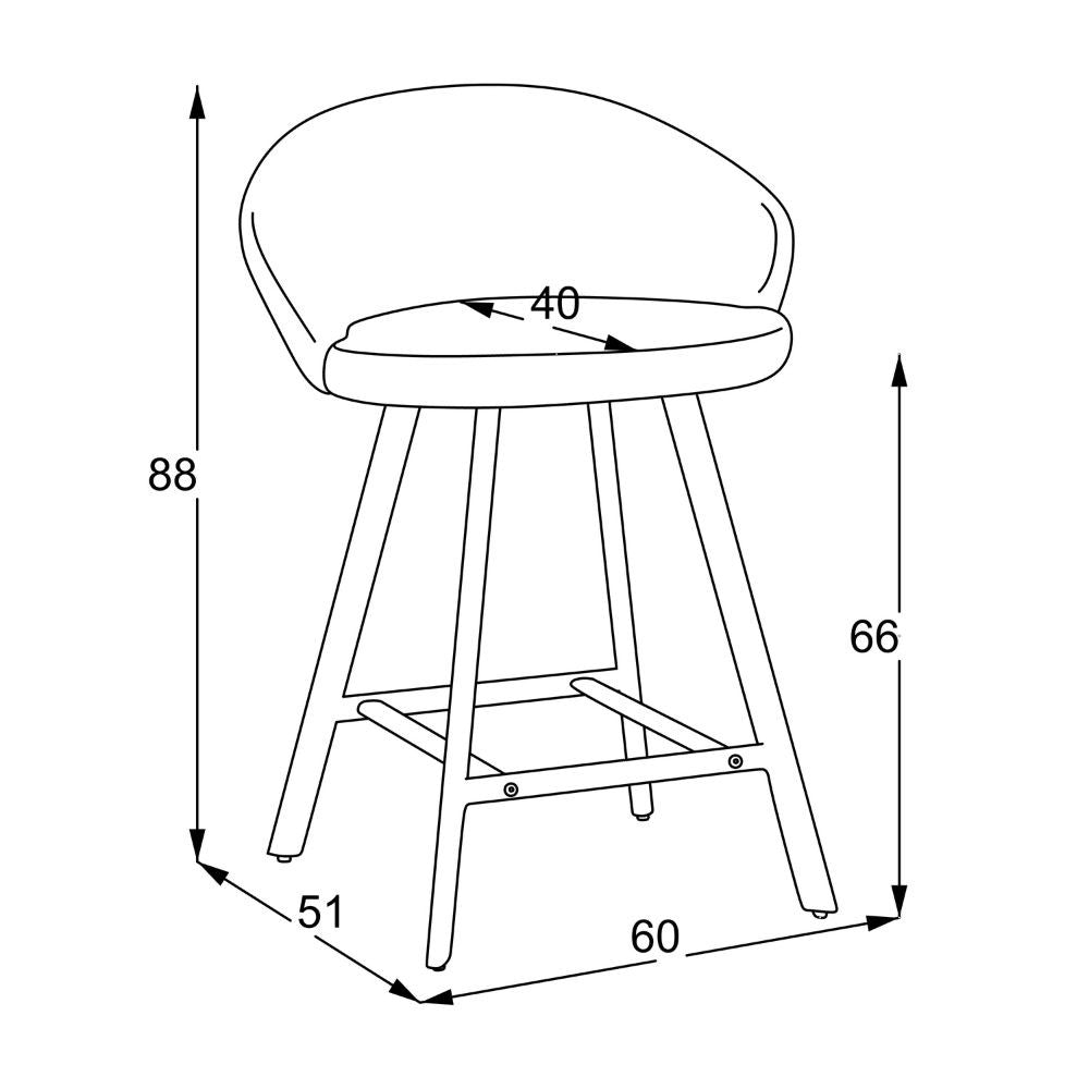 Sgabello Saki con seduta imbottita in nabuk tortora e gambe nere – Comfort compatto per ambienti moderni
