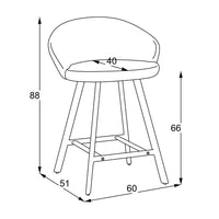Sgabello Saki con seduta imbottita in nabuk tortora e gambe nere – Comfort compatto per ambienti moderni